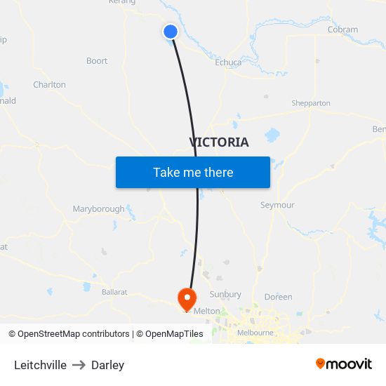 Leitchville to Darley map