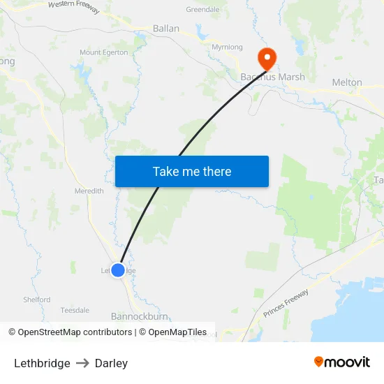 Lethbridge to Darley map