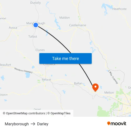 Maryborough to Darley map