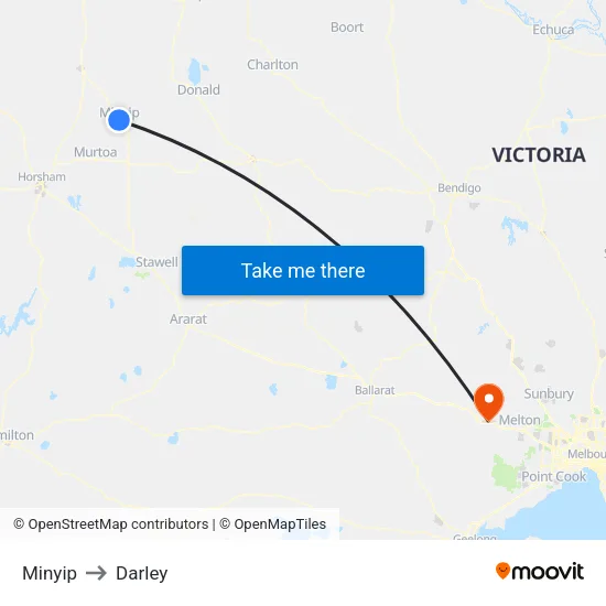 Minyip to Darley map