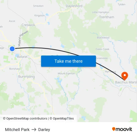 Mitchell Park to Darley map