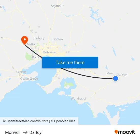 Morwell to Darley map