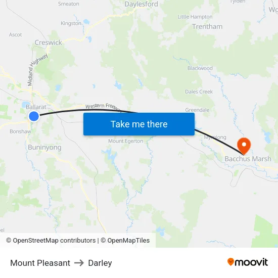 Mount Pleasant to Darley map
