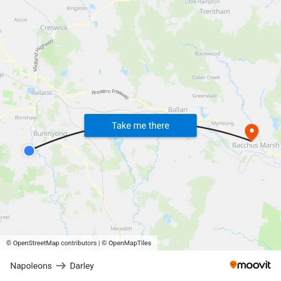 Napoleons to Darley map