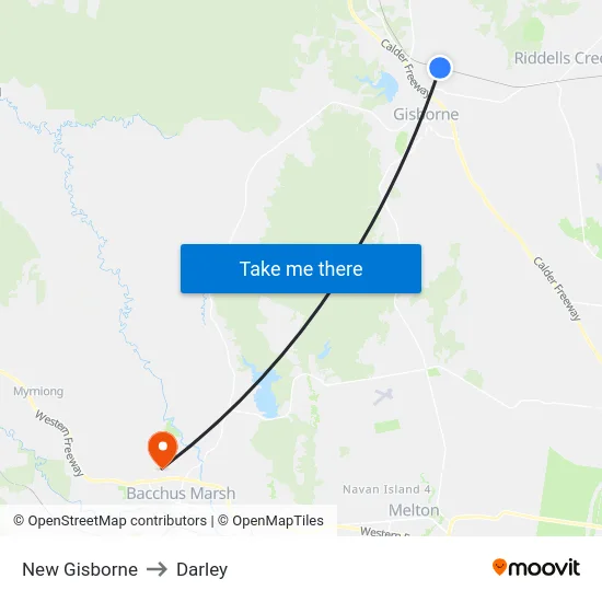 New Gisborne to Darley map