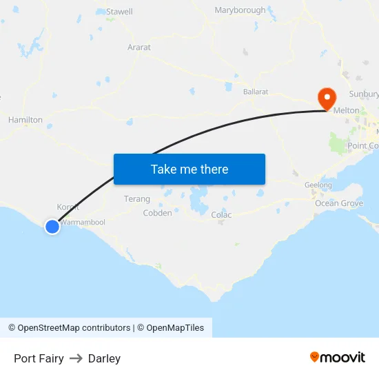 Port Fairy to Darley map