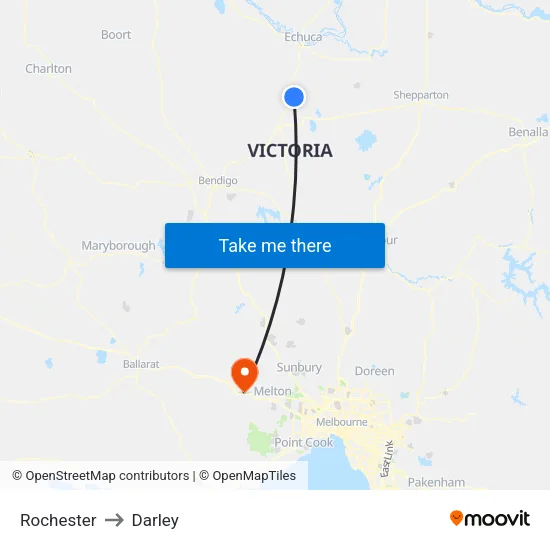Rochester to Darley map
