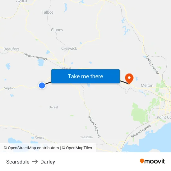 Scarsdale to Darley map
