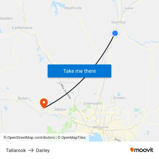 Tallarook to Darley map