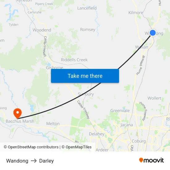 Wandong to Darley map