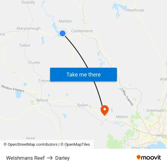 Welshmans Reef to Darley map