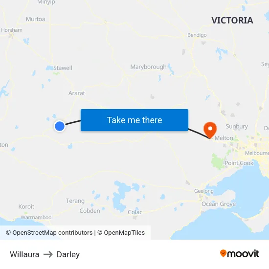 Willaura to Darley map