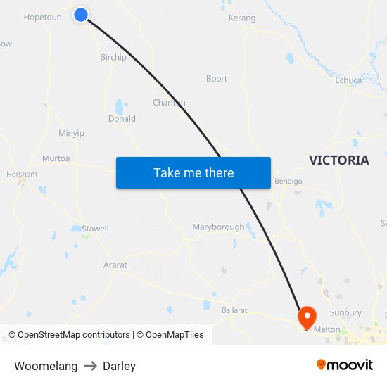 Woomelang to Darley map