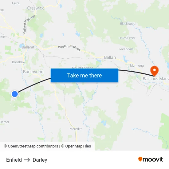 Enfield to Darley map
