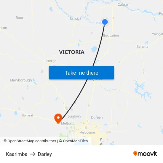 Kaarimba to Darley map