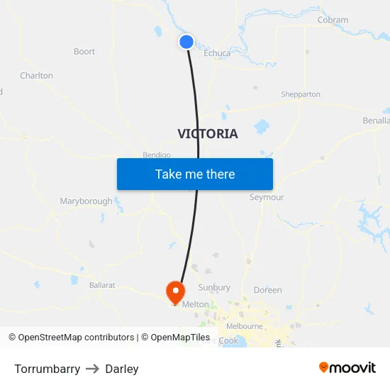 Torrumbarry to Darley map