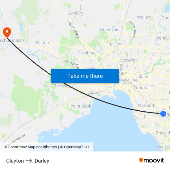 Clayton to Darley map