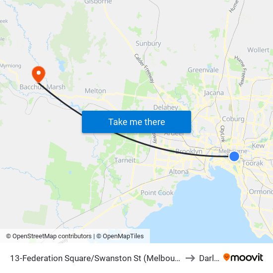 13-Federation Square/Swanston St (Melbourne City) to Darley map