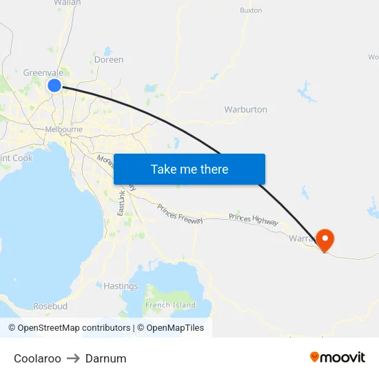 Coolaroo to Darnum map