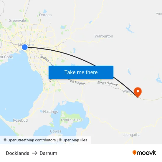 Docklands to Darnum map