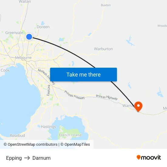 Epping to Darnum map