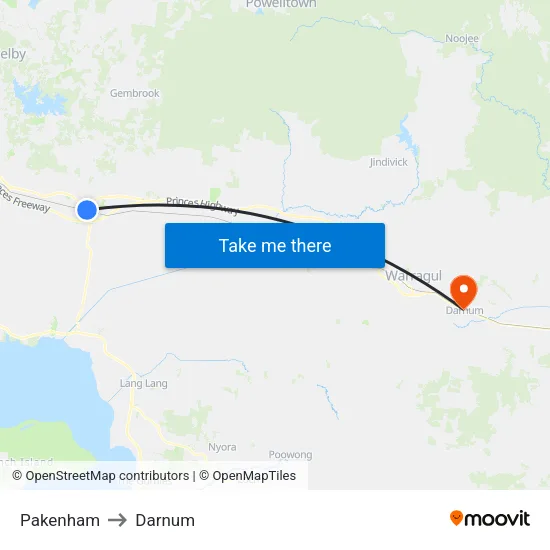 Pakenham to Darnum map