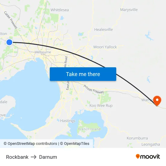 Rockbank to Darnum map
