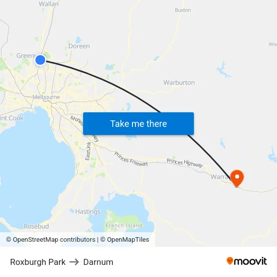 Roxburgh Park to Darnum map