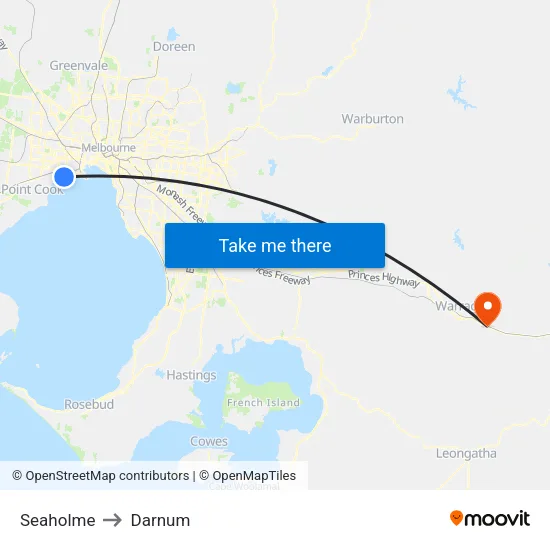 Seaholme to Darnum map