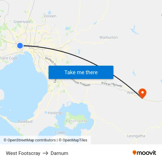 West Footscray to Darnum map