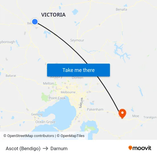 Ascot (Bendigo) to Darnum map