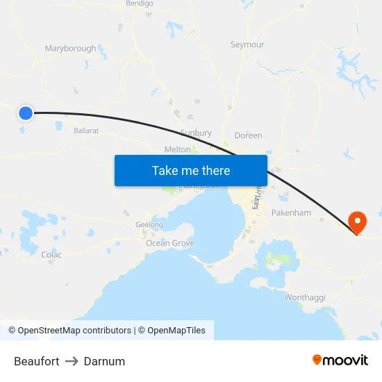 Beaufort to Darnum map
