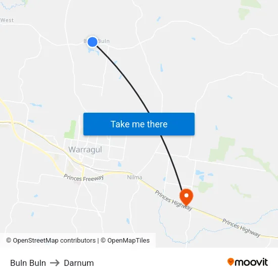 Buln Buln to Darnum map