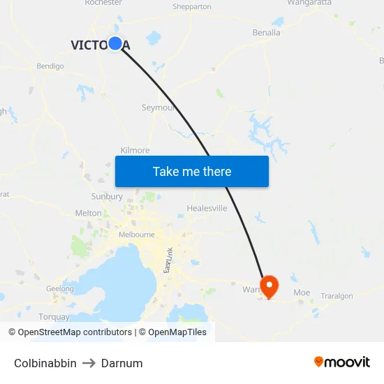 Colbinabbin to Darnum map