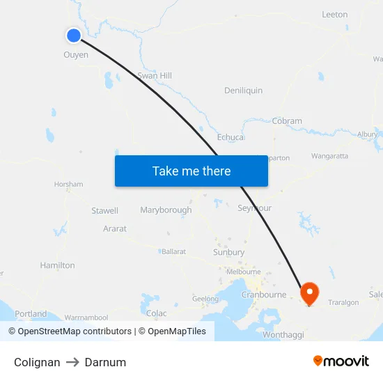 Colignan to Darnum map