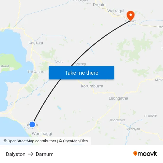 Dalyston to Darnum map