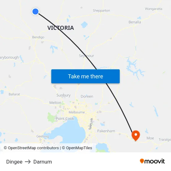 Dingee to Darnum map