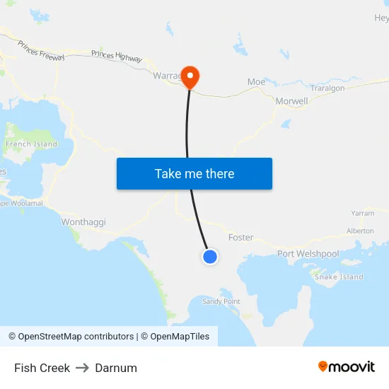 Fish Creek to Darnum map
