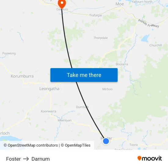 Foster to Darnum map