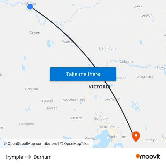 Irymple to Darnum map