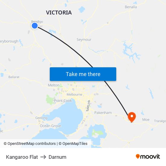 Kangaroo Flat to Darnum map