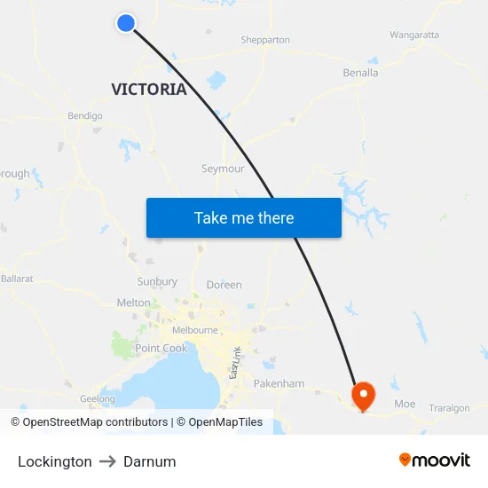 Lockington to Darnum map