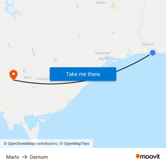 Marlo to Darnum map