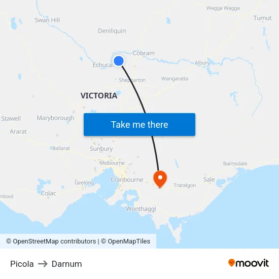 Picola to Darnum map