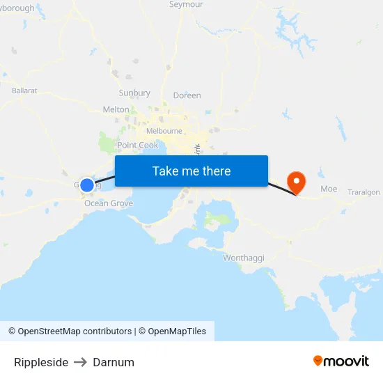 Rippleside to Darnum map
