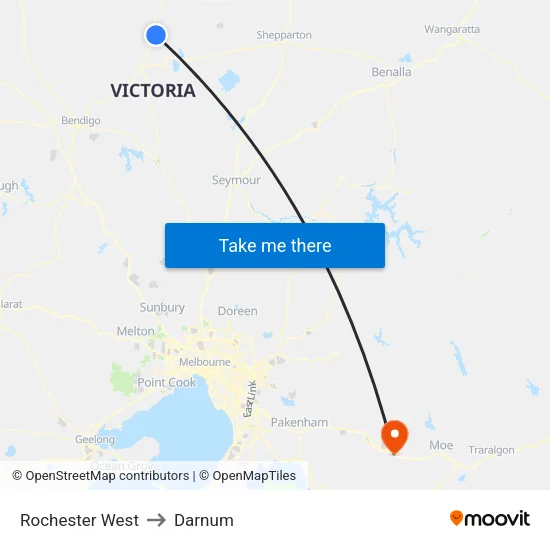 Rochester West to Darnum map