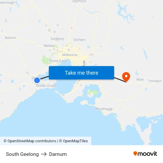 South Geelong to Darnum map