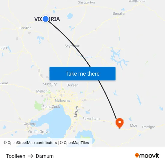 Toolleen to Darnum map