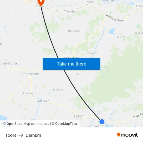 Toora to Darnum map