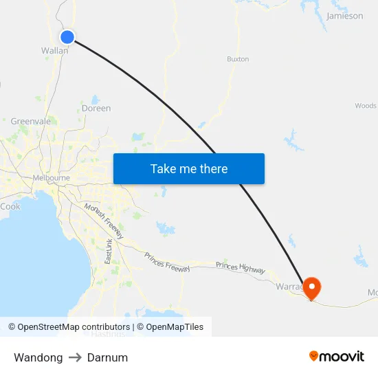 Wandong to Darnum map